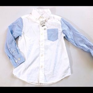 J Crew crewcuts boys dress shirt white blue